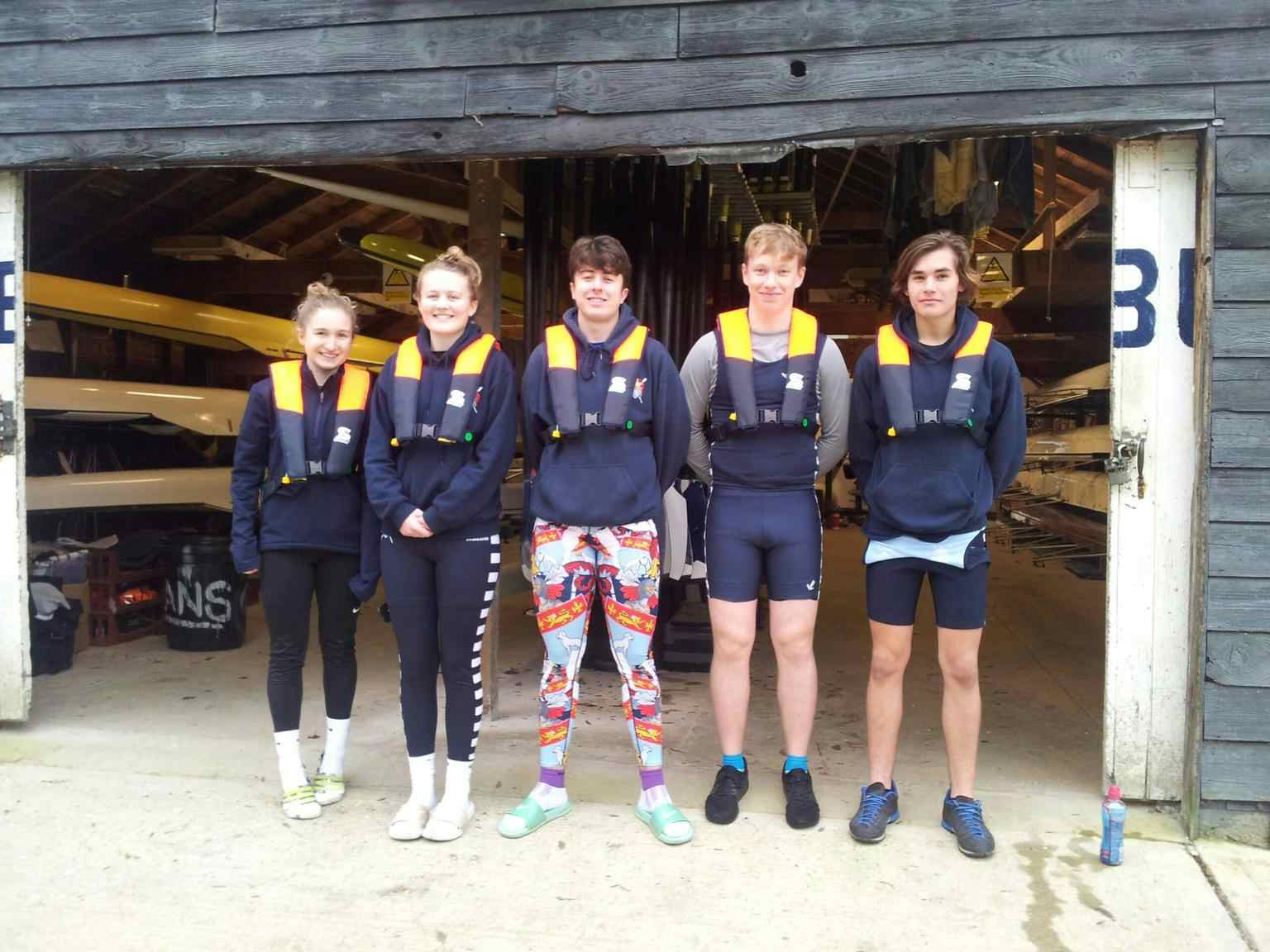 Juniors wearing the new lifejackets. 