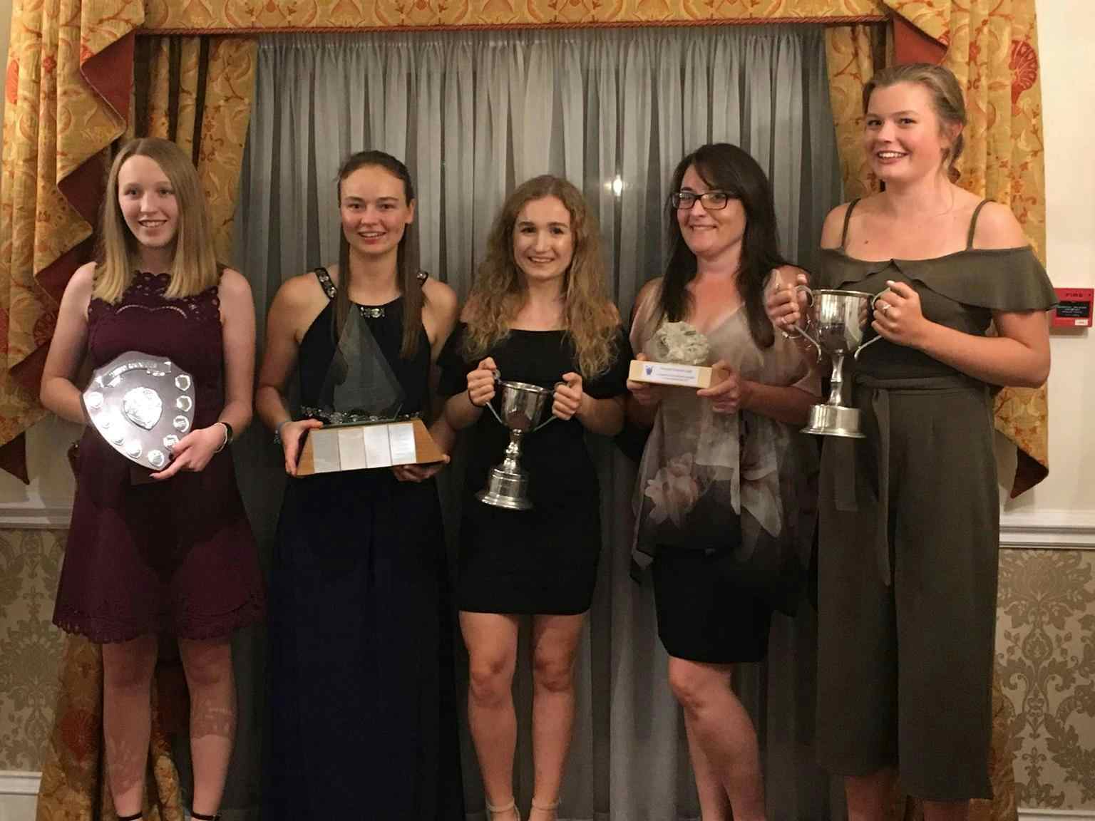 Award-winners with their trophies at the annual dinner. 